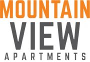 Logo with the text "Mountain View Apartments," featuring "MOUNTAIN" in orange and "VIEW APARTMENTS" in gray on a white background.